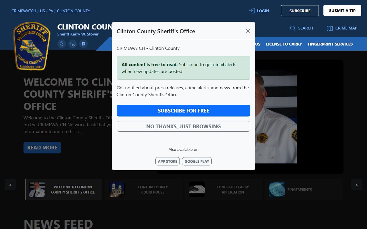 Clinton County inmate records sheriff CRIMEWATCH records