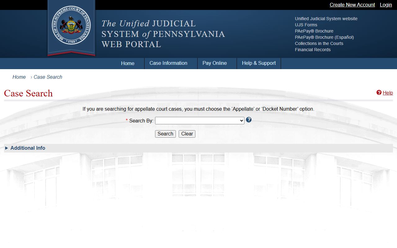 Clinton County court records after jail arrest through Pennsylvania UJS Case Search